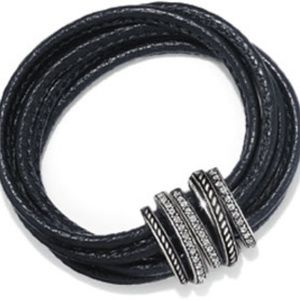 Brighton Black Leather Bracelet "Neptune's Rings"